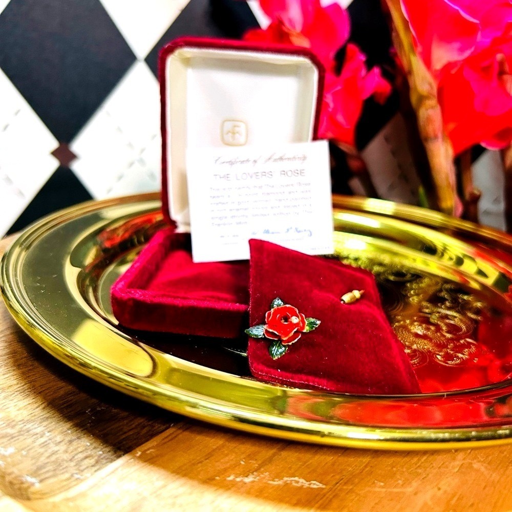 The Lover's Rose Pin| LTD Ed'78 Diamond (1.5point) + Gold Plated Franklin Mint|